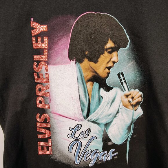 Graceland Women's Medium Elvis Presley Las Vegas Rhinestones T-Shirt NWOT - Picture 3 of 9